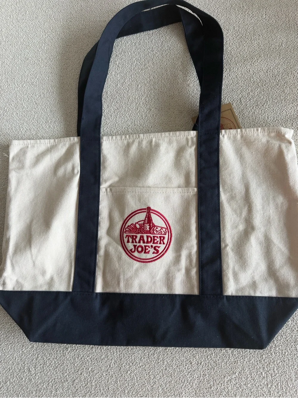 🛍️ VIRAL TRADER JOE’S L CANVAS TOTE BAG | CLASSIC NAVY BLUE | 26’ EDITION | NWT
